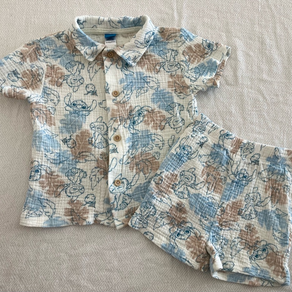 Disney stitch muslin 100% cotton set 3T